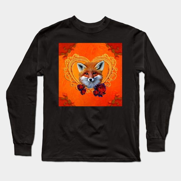 Wonderful head of a fox with heart Long Sleeve T-Shirt by Nicky2342